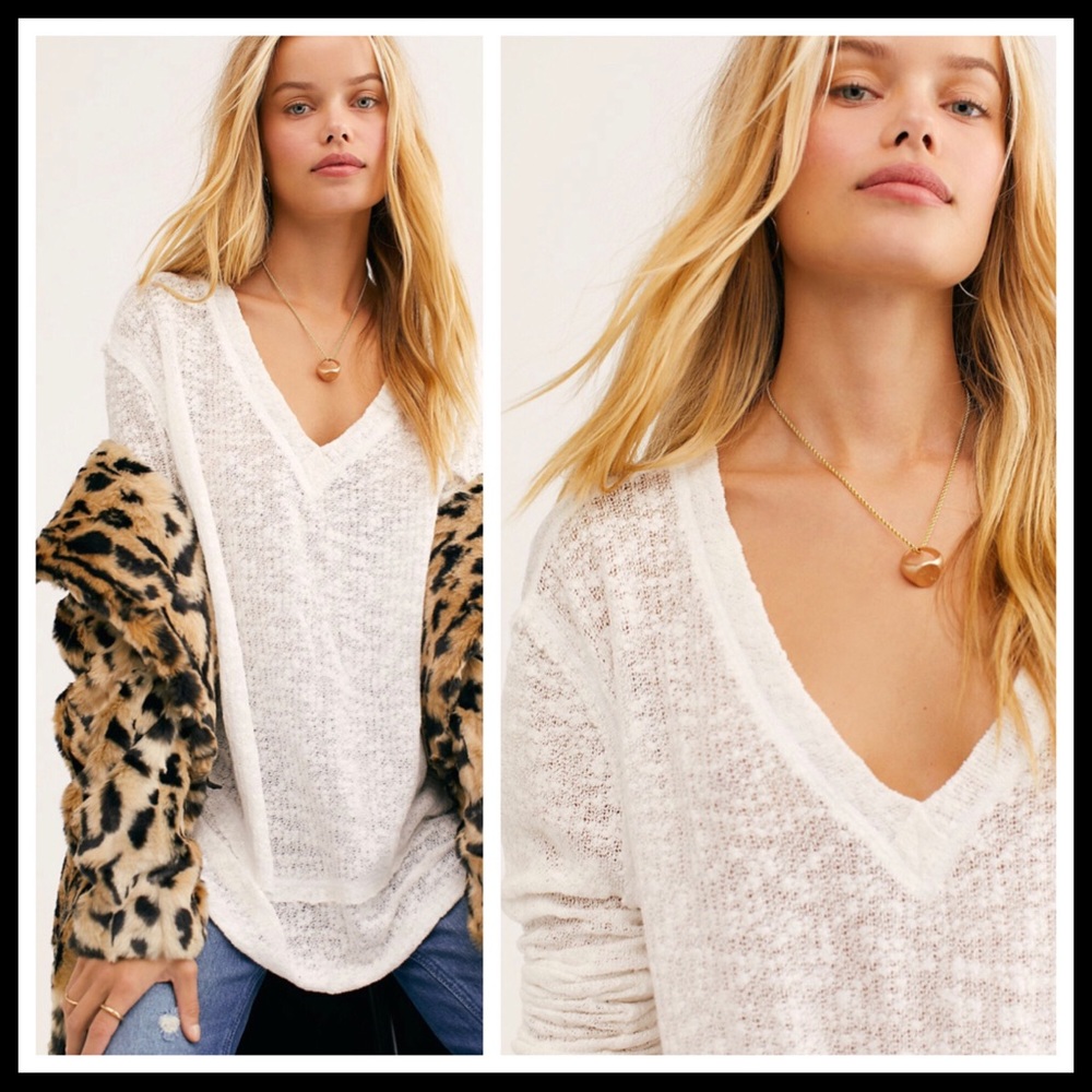 FREE PEOPLE BOHO PULLOVER V-NECK TUNIC TOP A3C - Picture 7 of 15